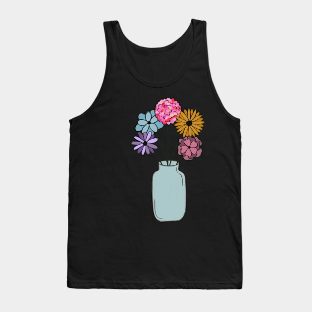 Vase of Multi-Colored Flowers Tank Top by elizabethsdoodles